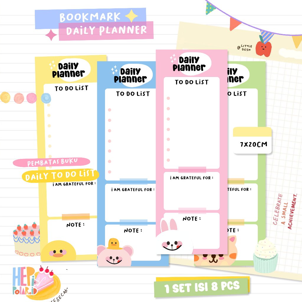 

Bookmark Daily Planner TO Do List – 1 Set Isi 8 Pcs