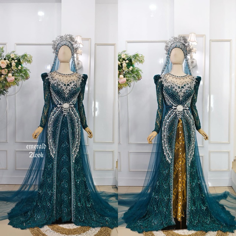 KEBAYA AKAD NIKAH/WEDDING PENGANTIN MEWAH/BAJU PENGANTIN DRESS WEDDING /GAUN PENGANTIN TANPA BEREKOR