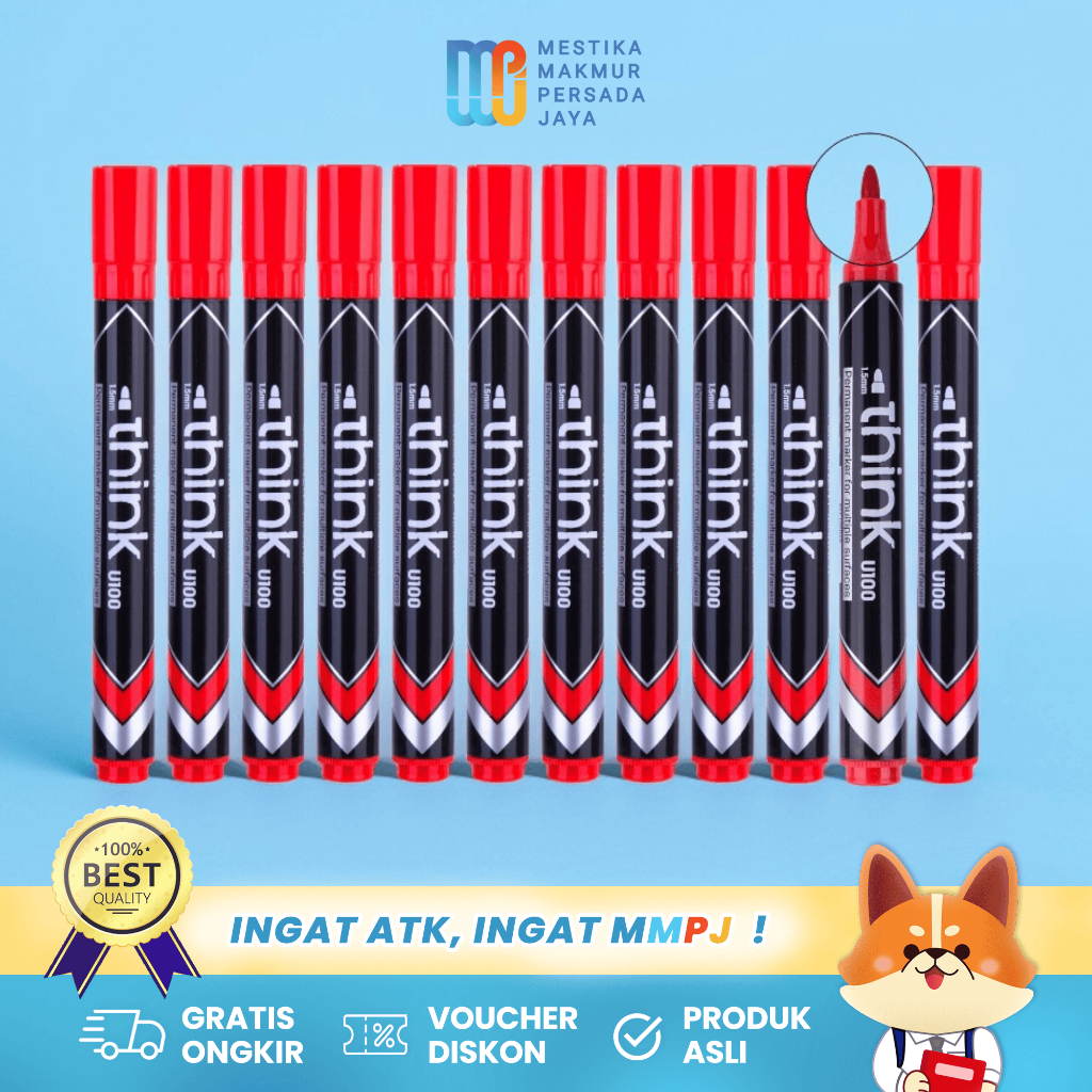 

Deli Spidol Permanen Tinta Merah – Ujung Bullet 1.5mm EU10040