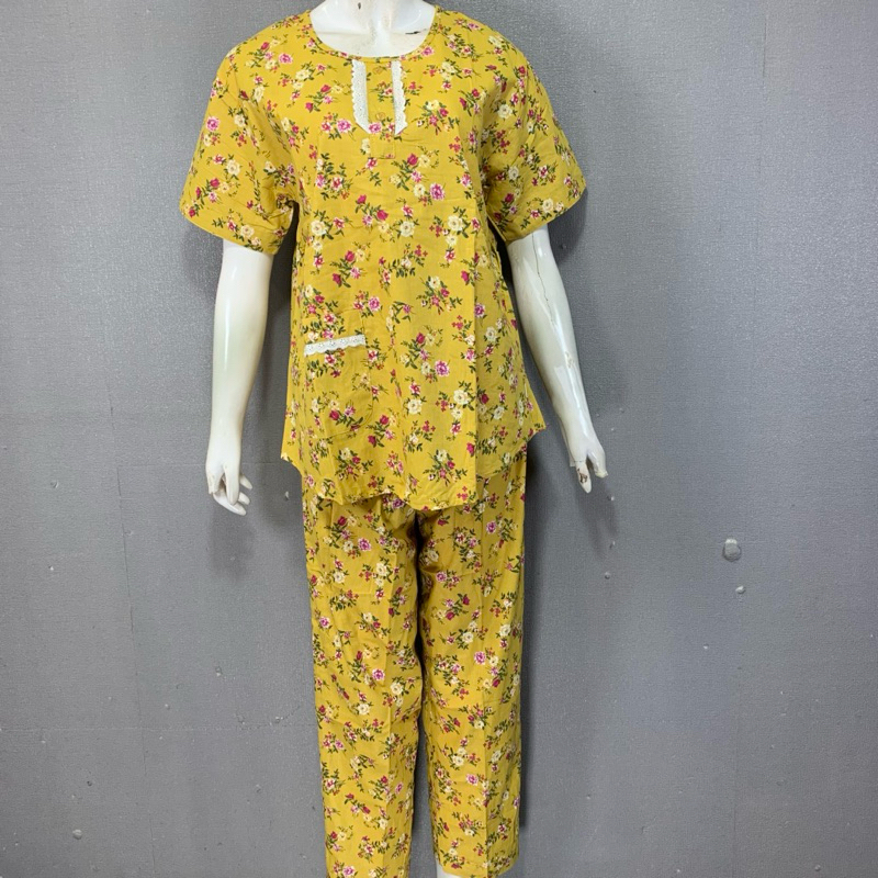 Hoki Sheila Cp Orange Katun Lokal | Baju Tidur Hoki Sheila Lebel Orange
