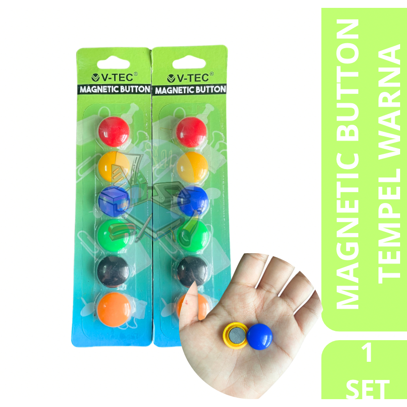 

[1 SET] Magnetic Button / Magnet Whiteboard Tempel Warna Solid Ukuran Kecil Isi 6 Pcs Vtec