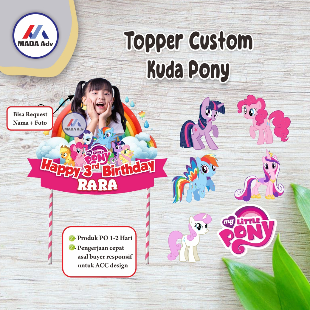 Topper Kue Kuda Pony/ Topper Kue Murah/ Topper Kue Nama & Foto / Topper Kue Karakter/ Topper Custom 