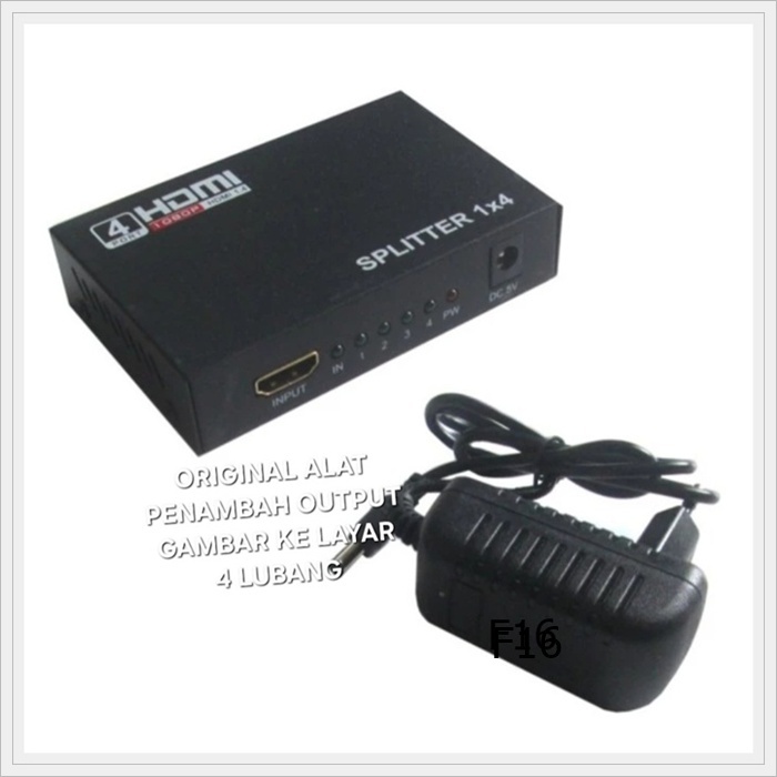 F16 ORIGINAL HDMI SPLITER 4 PORT SOCKET SOKET HD 4K UHD TV GAMBAR ALL RESOLUSI SUPPORT SPLITTER JACK