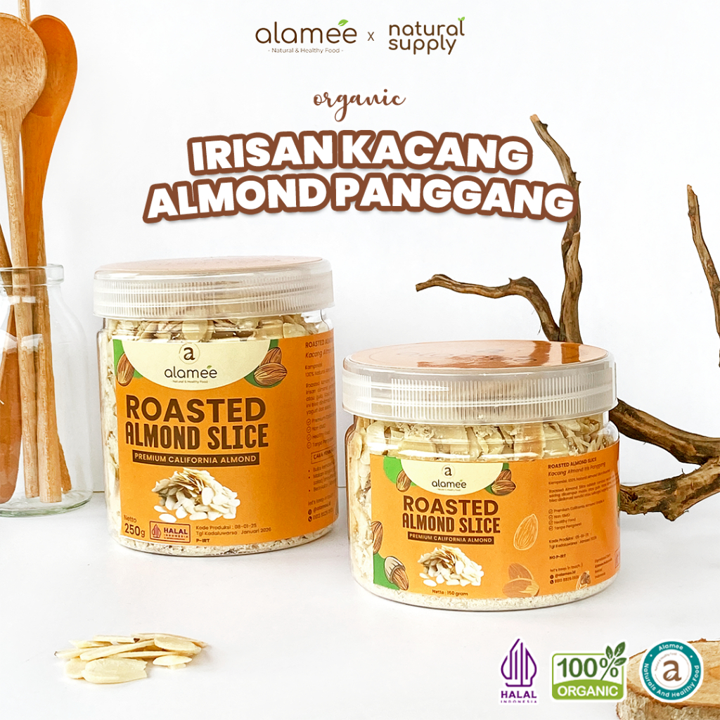 

ALAMEE Roasted Almond Sliced Almon Slice irisan panggang Kacang Almond Pacang Slice 250gr