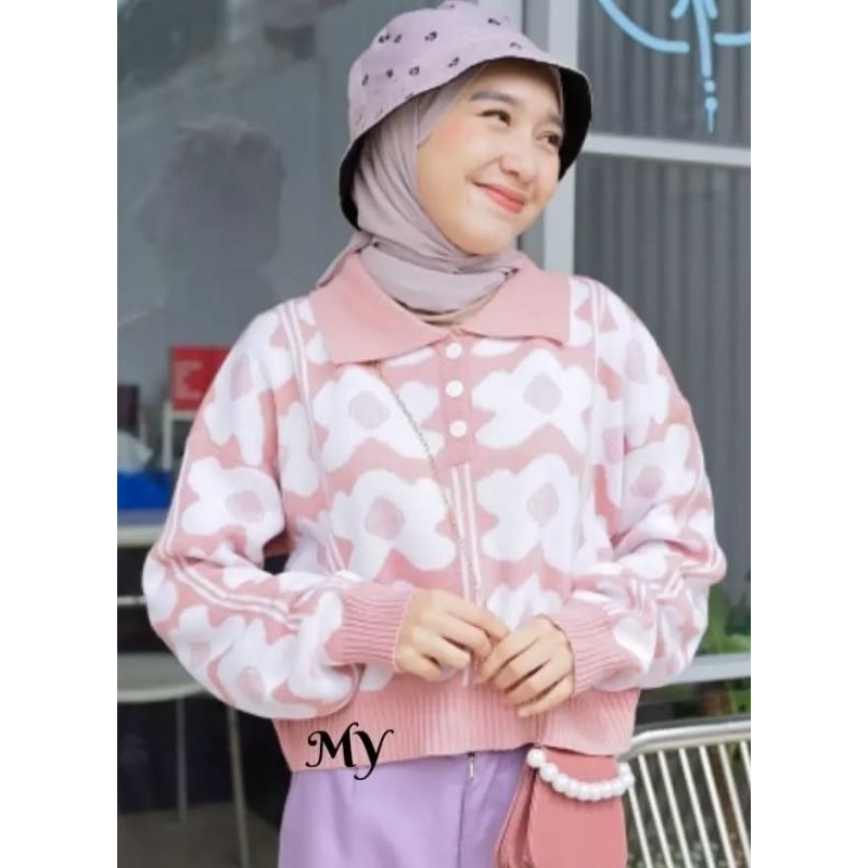 RAJUT KRAH KROP TOP LENGAN PANJANG/RAJUT WANITA/RAJUT