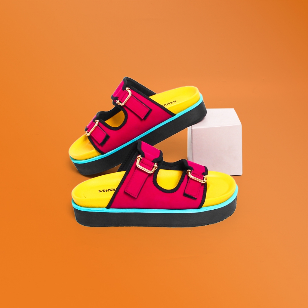 Mimosabi Sandal Wanita Platform Sandal Kulit - Mimosabi | Rimar Magenta