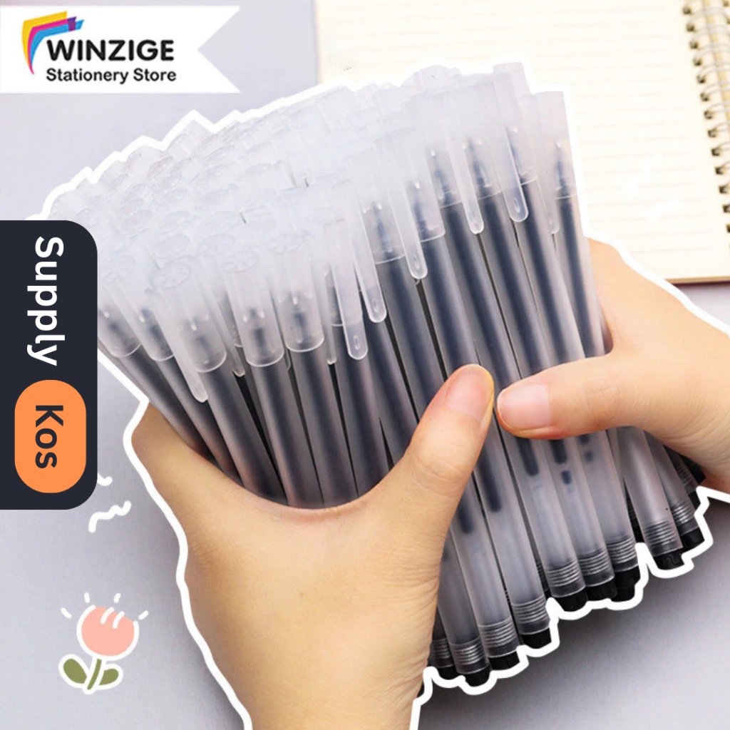 

Winzige 50pcs Pulpen gel hitam 0.5mm pulpen 1 pack gel pen pena standar pulpen murah alat tulis stationery perintilan sekolah lucu bolpen lucu