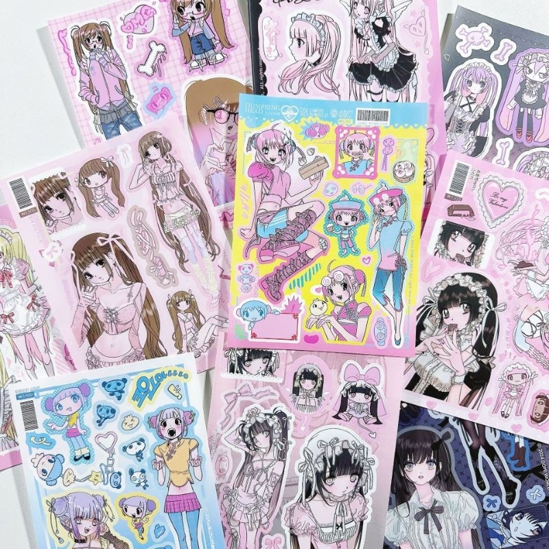 

[WindHeart] 1 lembar sticker sheet Dommin's sticker sheet korean y2k softie girl characters sticker deco sticker journal 22550