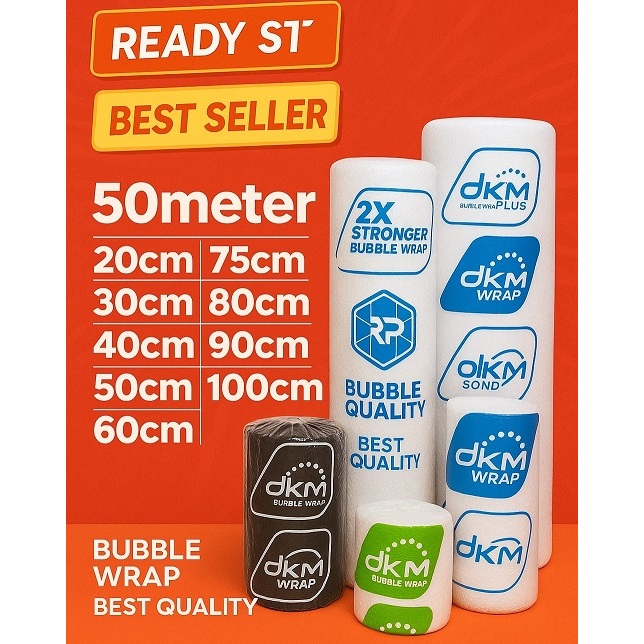 

Plastik Bubble Wrap DKM Buble Potongan 30cm 40cm 60cm x Panjang 50meter Warna Bening & Hitam