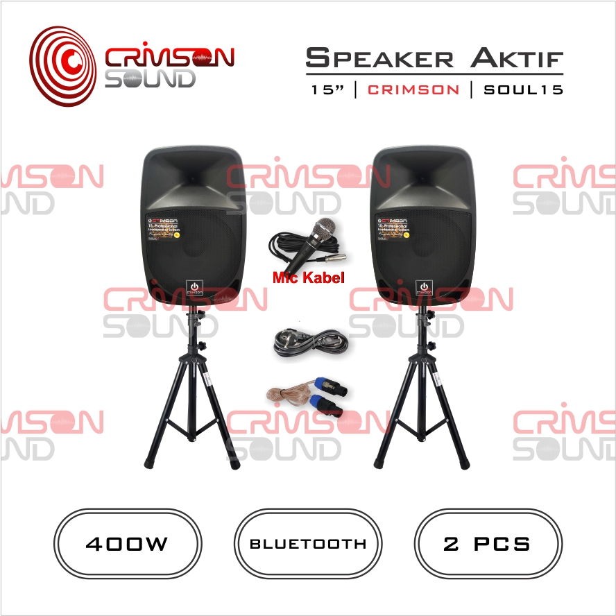 PAKET KOMPLIT SPEAKER AKTIF CRIMSON 15 inch BLUETOOTH Type SOUL 15