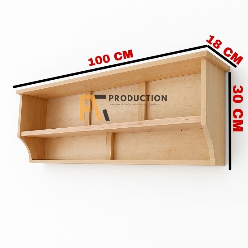 Rak Dapur / Rak Bumbu Kayu Pinus Tanpa sekat  / Rak Dinding Tempel