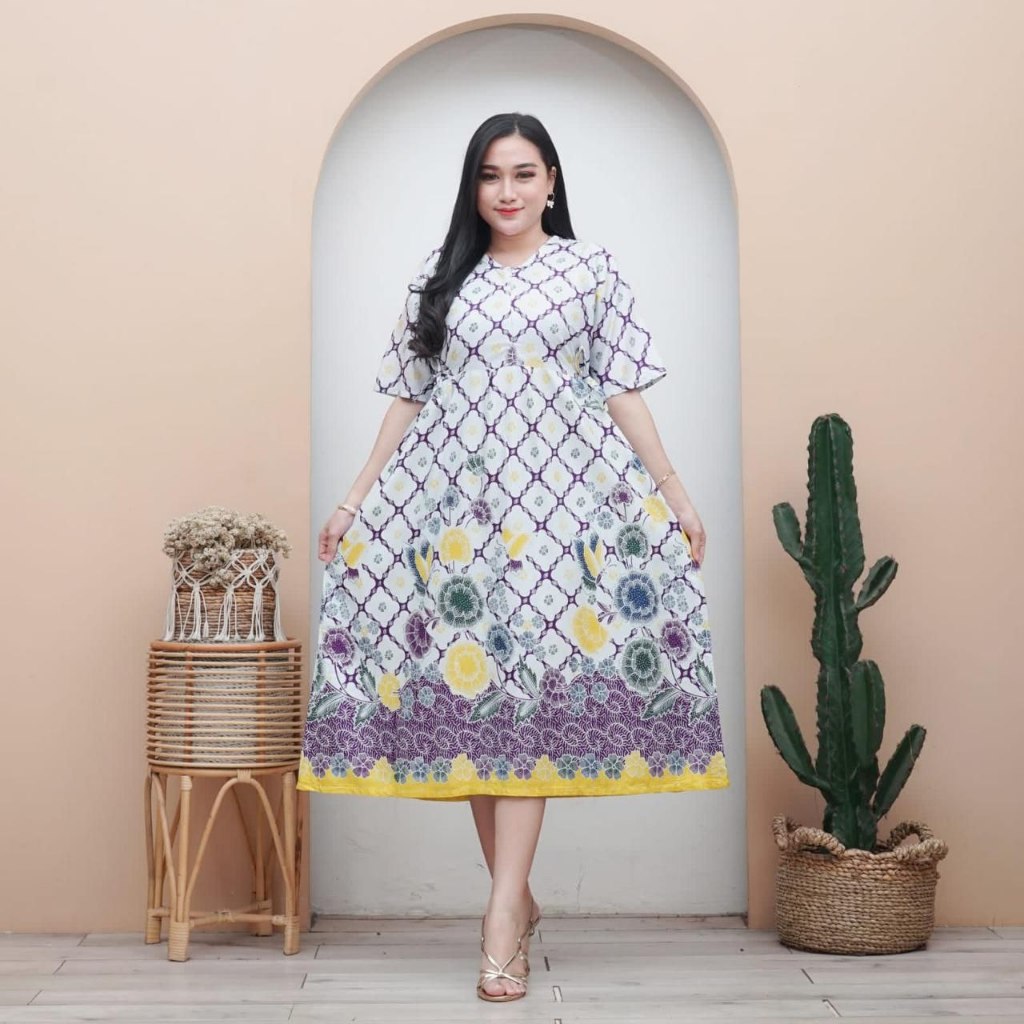 Gaun Bunga Lengan Pendek | Daster Chibi Print Halus