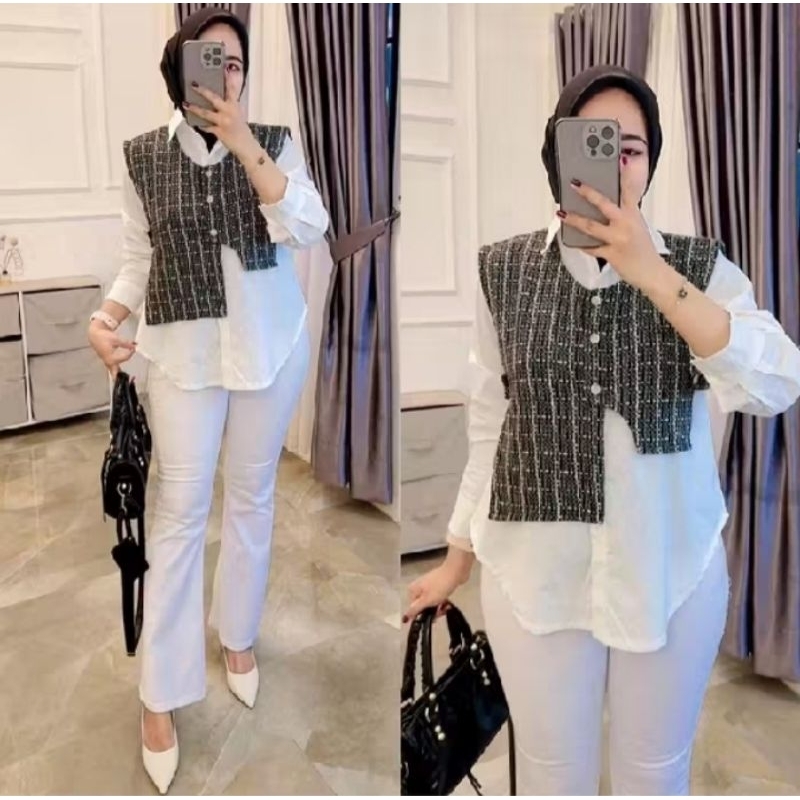 Atasan Blouse 2 in 1 With Vest