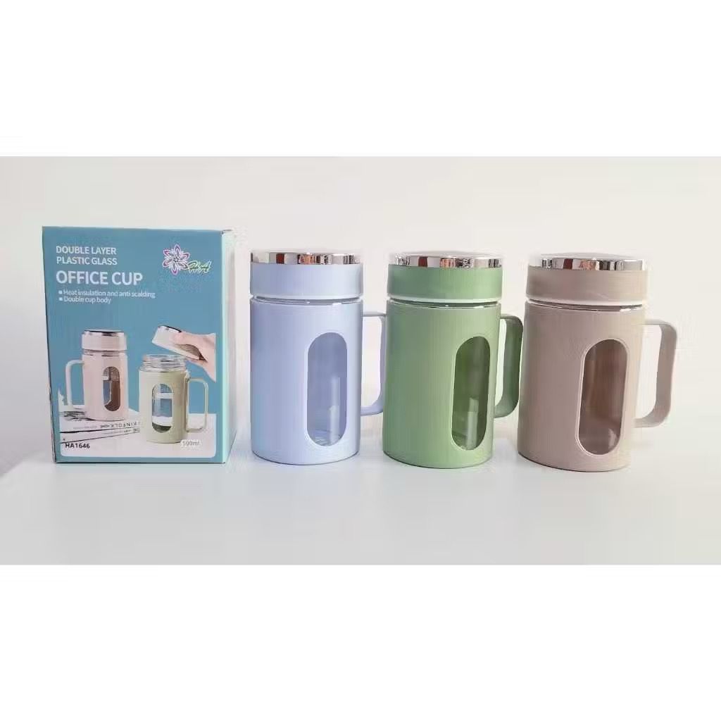 Mug Jar Kaca Pastel + Box Gelas Jar Kaca Pastel Cangkir Jar Kaca Pastel Mug Kopi Besar