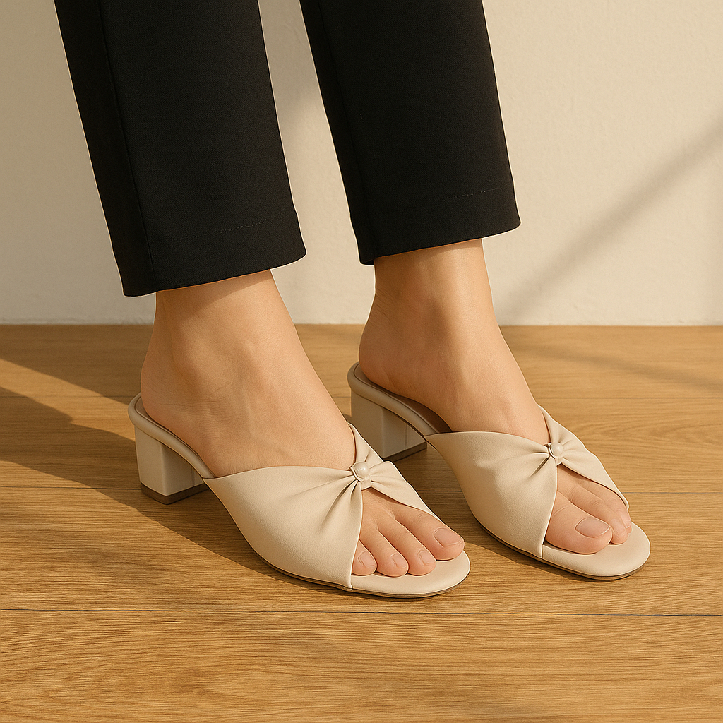 BIG SIZE 40 - 45 | Sandal Heels Selop Wanita Formal Pesta / Sendal Slip On Hak Chunky Ukuran Jumbo