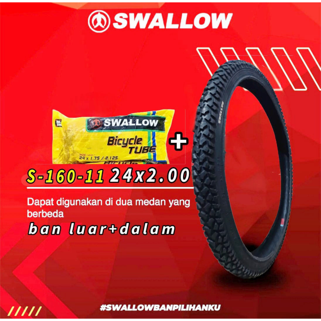 ban luar dalam sepeda 24 x 2.00 swallow ban sepeda 24 in cocok untuk segela medan