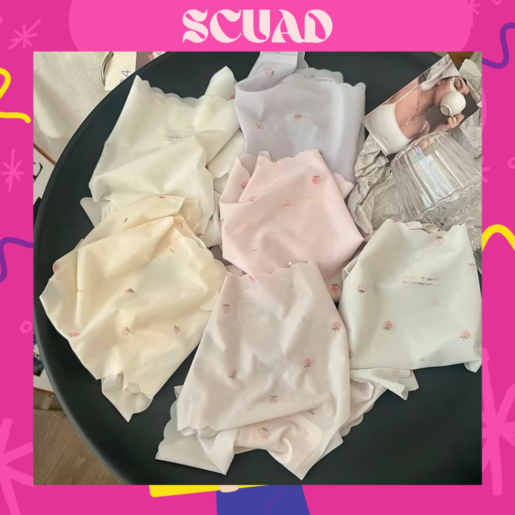 Celana Dalam Wanita Transparan MOTIF STRAWBERRY Seamless CD Lembut Tanpa Jahitan Anti Nyeplak CD46