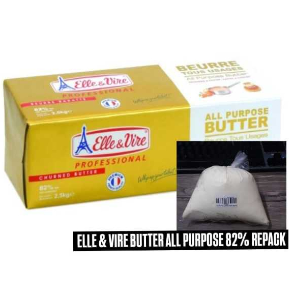 

ELLE & VIRE BUTTER ALL PURPOSE 82% REPACK 500GR,UNTUK ADONAN CAKE/MASAKAN DLL