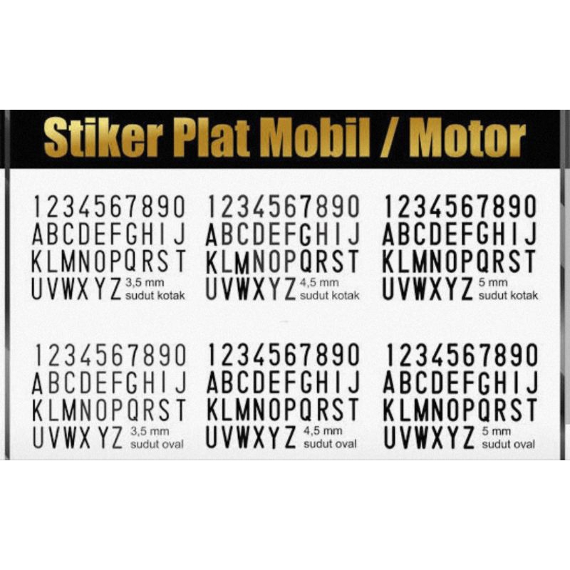 stiker plat mobil dan motor font baru