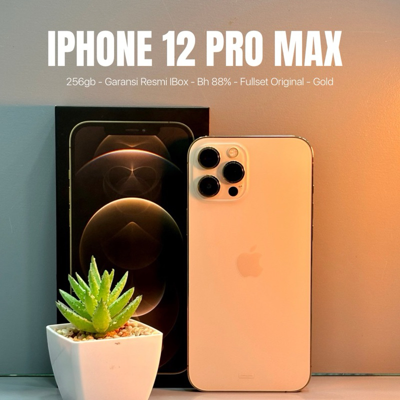 iphone 12 pro max 256gb gold garansi resmi second