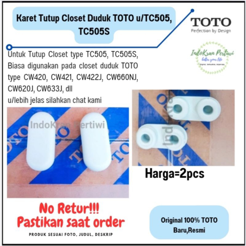 Karet Tutup Dudukan Closet TOTO untuk Tutup Type TC505, TC505S Original TOTO/Karet Seat & Cover TOTO