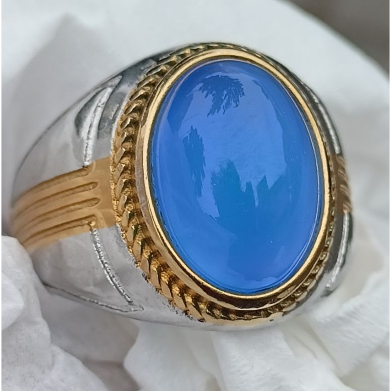 cincin batu akik anggur sepirtus natural ring titanium 10x14 minimalis