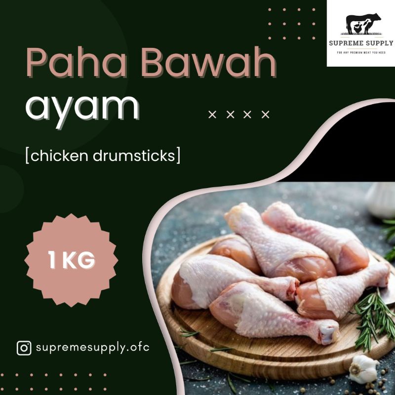 

PREMIUM Paha Bawah Pentung Ayam 1 kg | Fresh Halal Organic Chicken Drumsticks Paha Pentung Segar Frozen