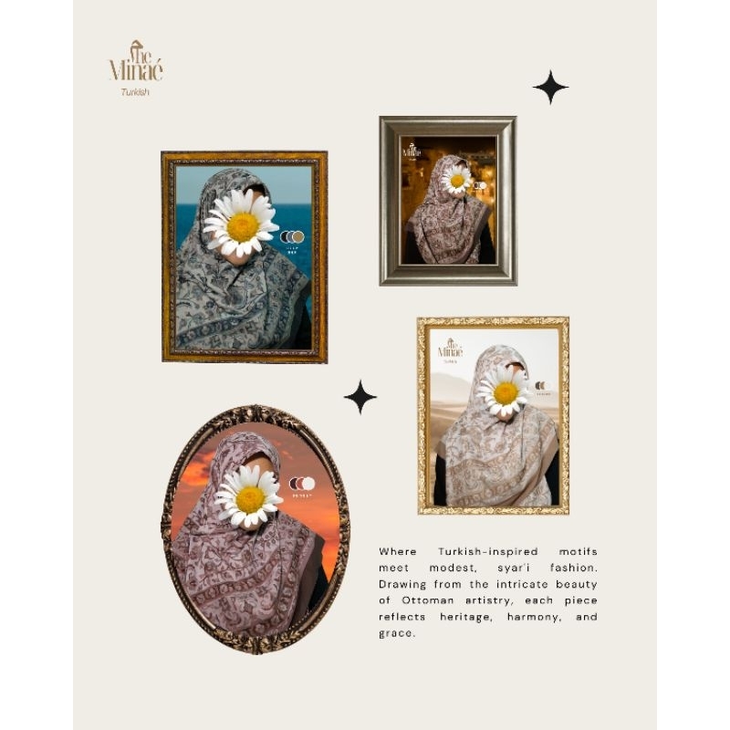 The Minae - Hijab Motif Jumbo Voal Segi Empat Syari 130X130 Premium Printing Lasercut Turki Curated 