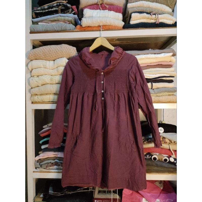 tunik burgundy kerah