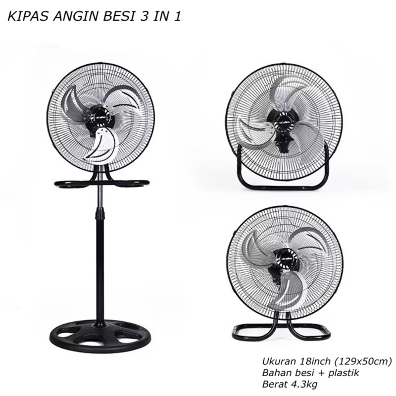 BMW KIPAS ANGIN 3 IN 1 18INCH || KIPAS ANGIN DIRI || KIPAS ANGIN DUDUK || KIPAS ANGIN DINDING