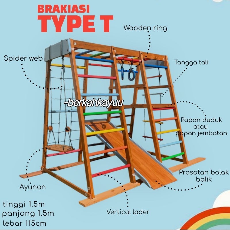 Mainan anak playground indoor brakiasi fullset premium 1.5m