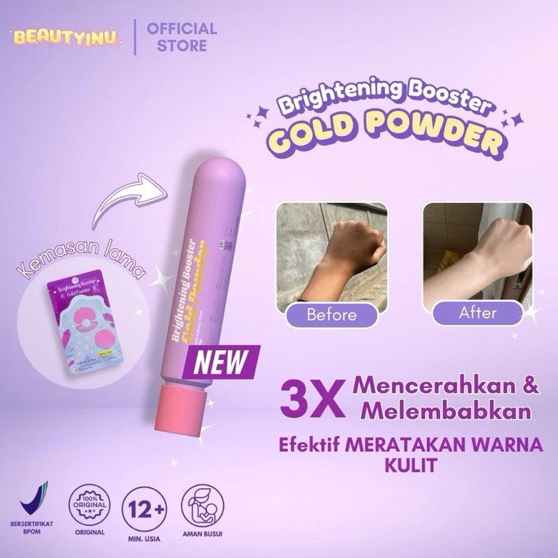 BEAUTYINU BRIGHTENING POWDER GOLD BOOSTER SERBUK PEMUTIH BEAUTYINU