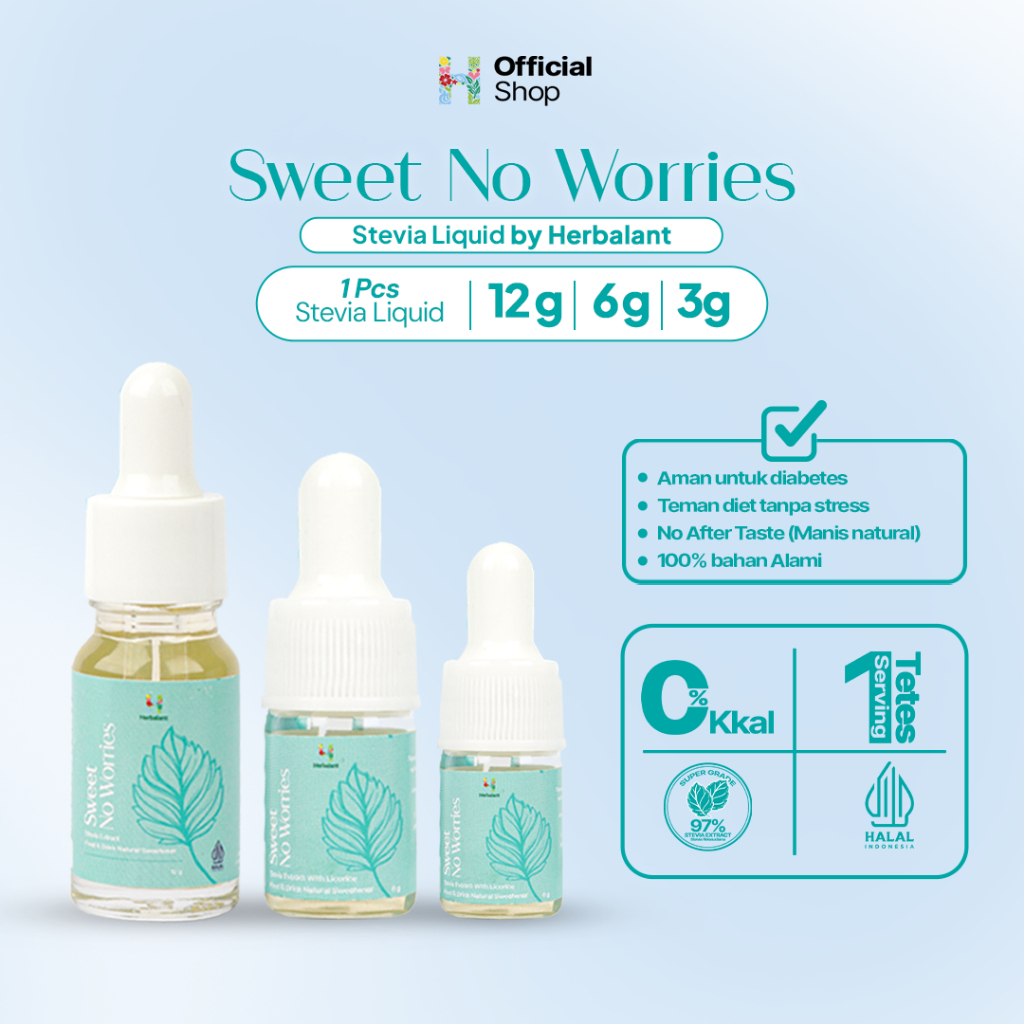 

Herbalant Stevia Sweet No Worries - 12 gr | 6 gr | 3 gr | Stevia Tetes | Gula stevia (Pilih Ukuran)