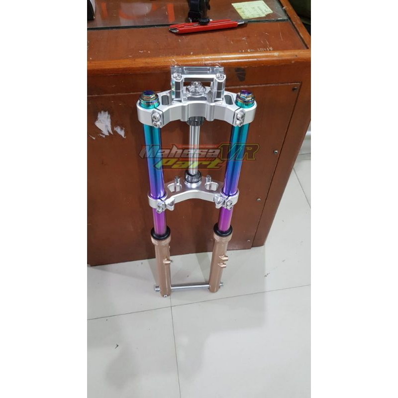 Skok depan Gorilla Model Ninja RR as blue botom gold PNP RX king Ninja Honda/ Shock segitiga CNC Ful