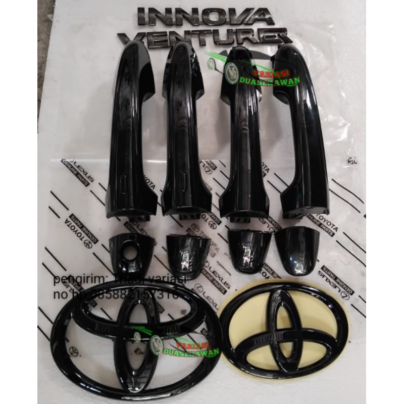 HANDLE TARIKAN PINTU LUAR SET LOGO INNOVA VENTURER HITAM GLOSSY