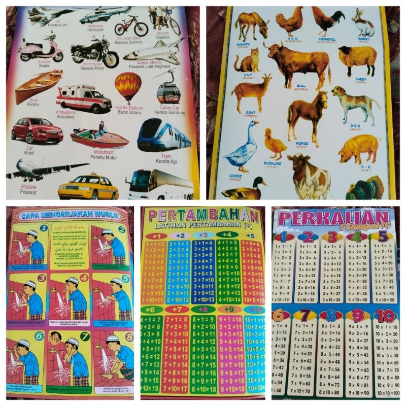 Poster Edukasi Anak Aneka Judul/Poster Dinding Edukasi Anak/Matematik/Poster Transportasi