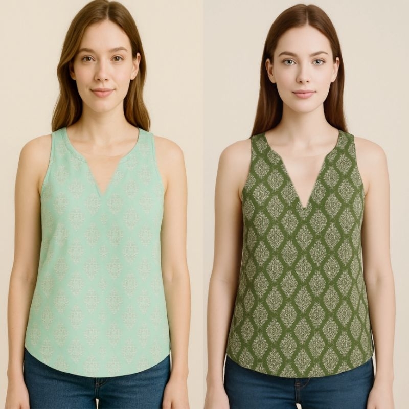 ON sleeveless floral tank top / tank top wanita original branded / kutung wanita terbaru / Tank top 