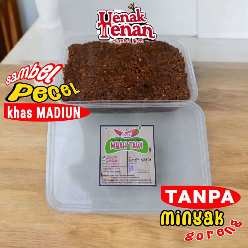 

Sambal Kacang Bumbu Sambel Pecel Madiun Asli Sangrai Spesial Kemasan Mika Mbah Tawi 500 gram