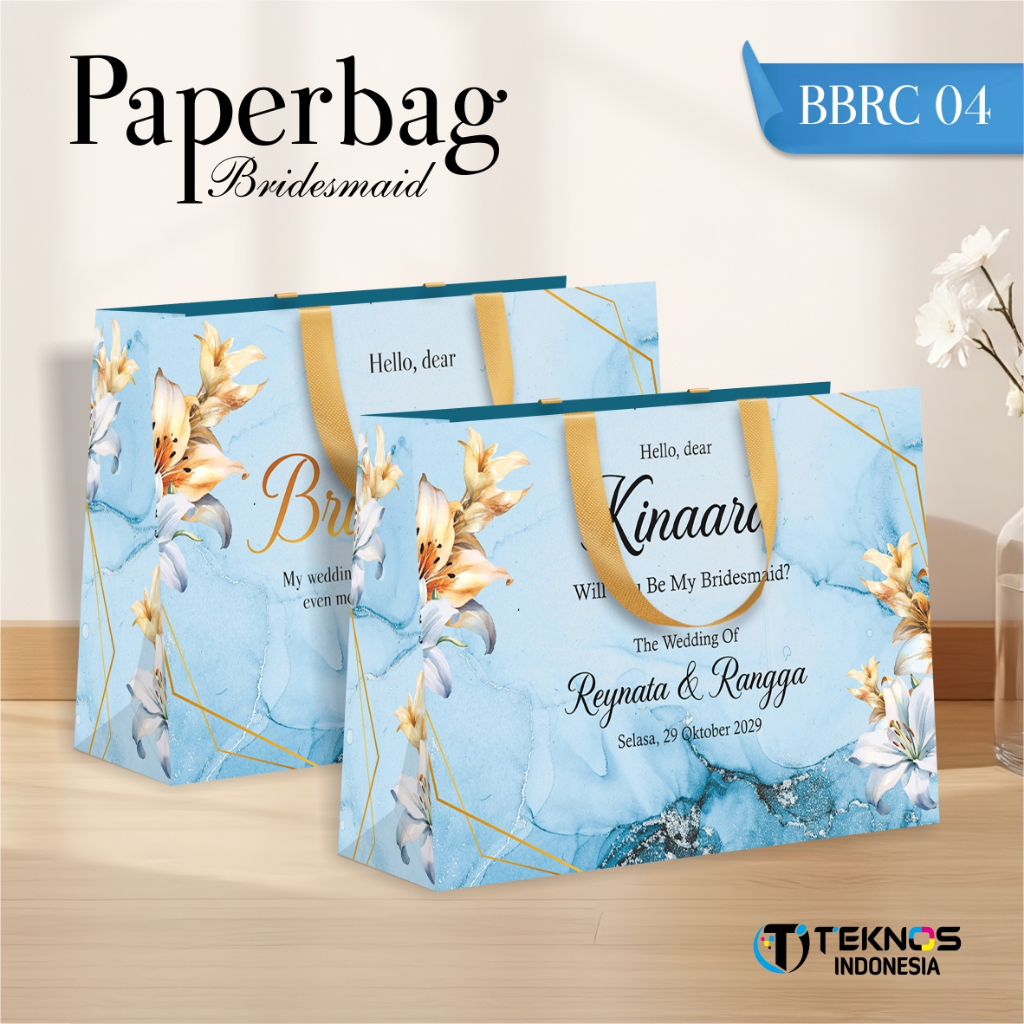 

TAS PAPER BAG BRIDESMAID SIMPLE ELEGANT BAHAN BRIEF CARD - PAPER BAG BRIDESMAID CUSTOM NAMA BBRC