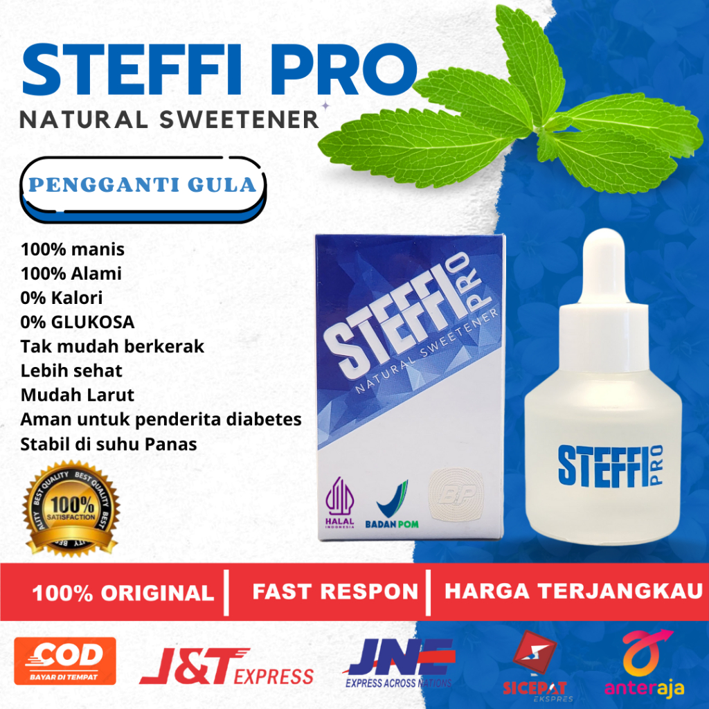 

Gula Stefia Asli - Steffi Pro 30 ml - Gula diabet 0 kalori pemanis alami