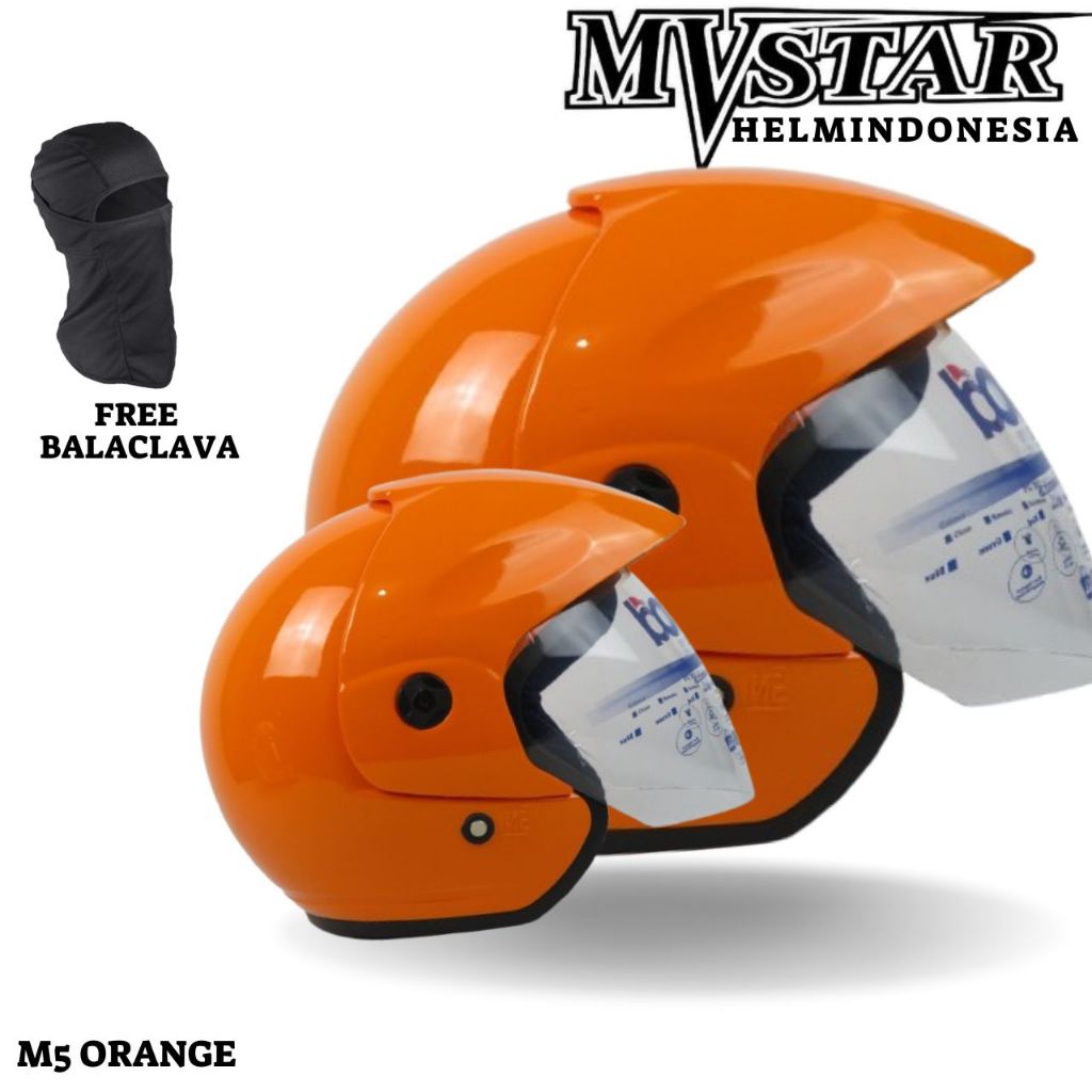 Helm Mvstar Sport M5  / Helm M5  / Helm Halfface Mvstar / Helm L*d Sport ORANGE FREE BALACLAVA