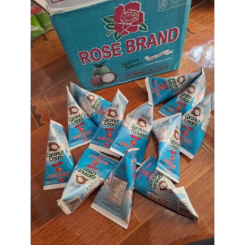 

Paket 3 Santan kelapa cair merk ROSE BRAND, LEZZA atau SASA 65 ml Coconut cream TANPA mangkok