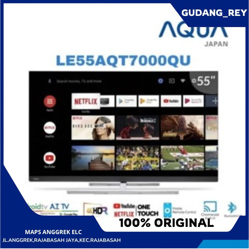TV LED AQUA 55 INCH / 55" QLED 4K UHD ANDROID SMART TV LE55AQT7000QU GARANSAI RESMI