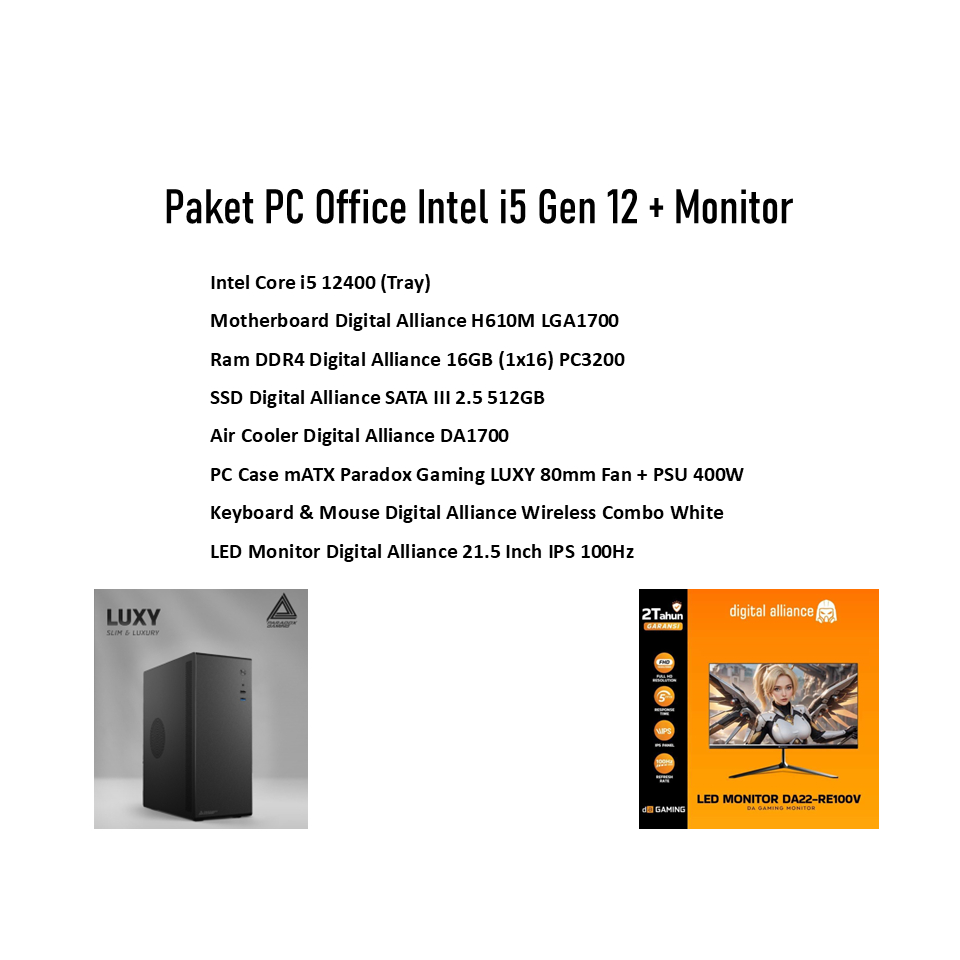 Paket PC Office Intel i5 Gen 12 + Monitor