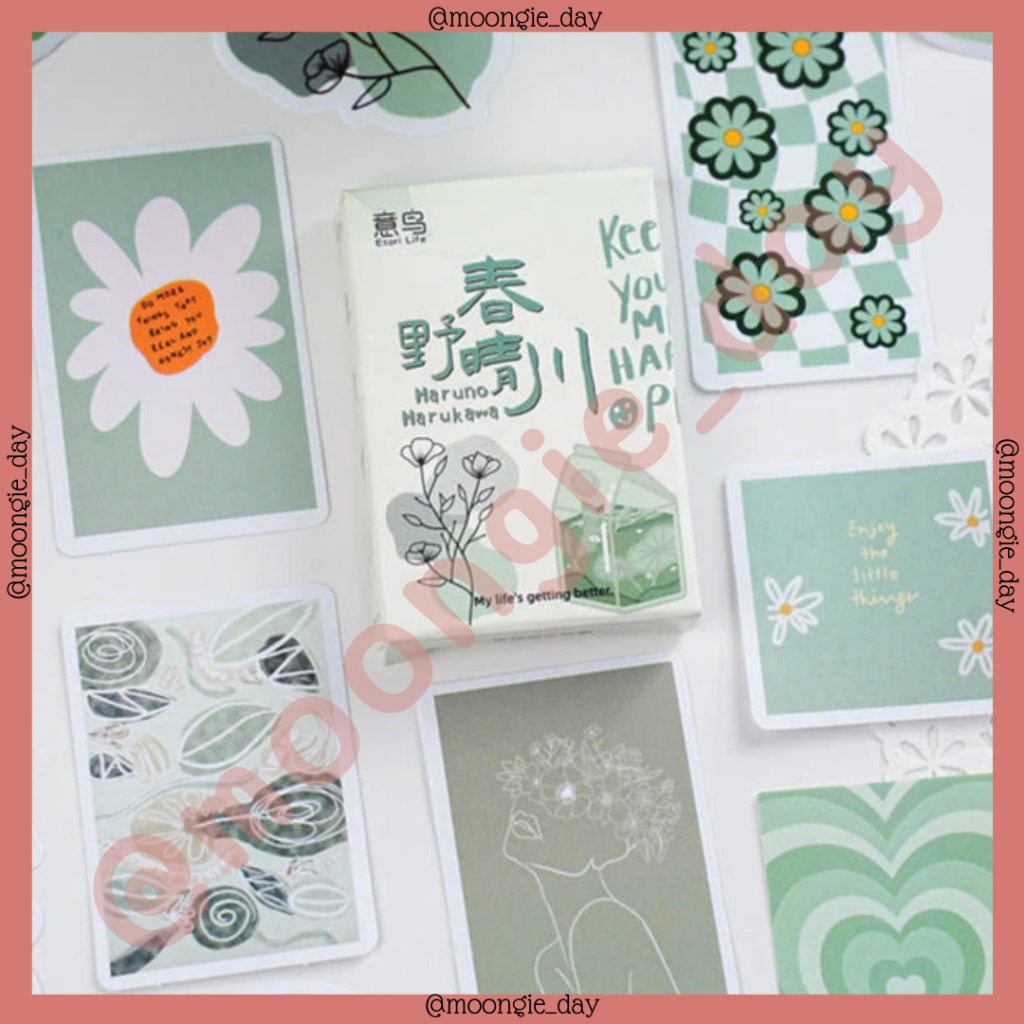 

30 PCS/BOX STIKER KERTAS TEMA BUNGA HIJAU HAPPY PLACE AESTHETIC FLOWER GREEN BULLET JURNAL DIY DIARY SCRAP BOOK LUCU MURAH