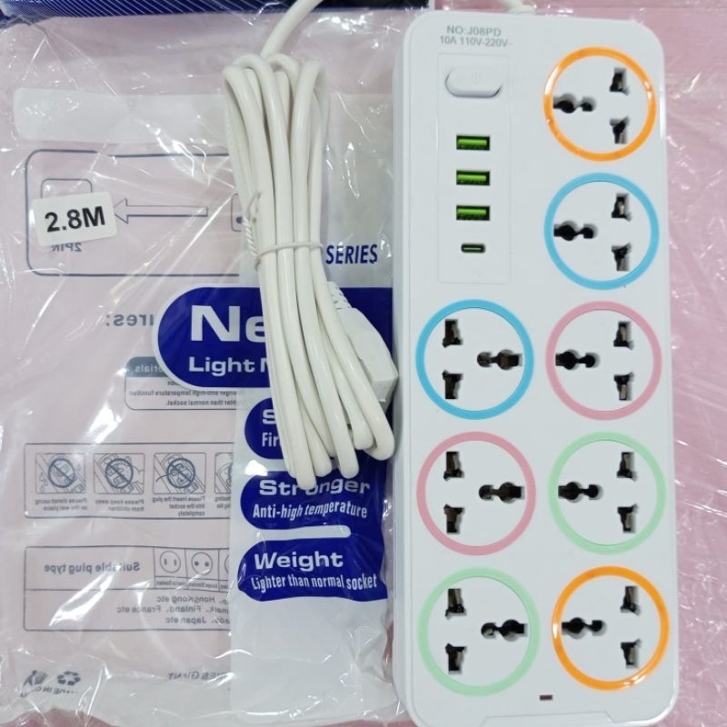 Eight Port 3 USB 1 Type C Colokan Kabel Listrik Stop kontak Kabel SAmbungan Kabel