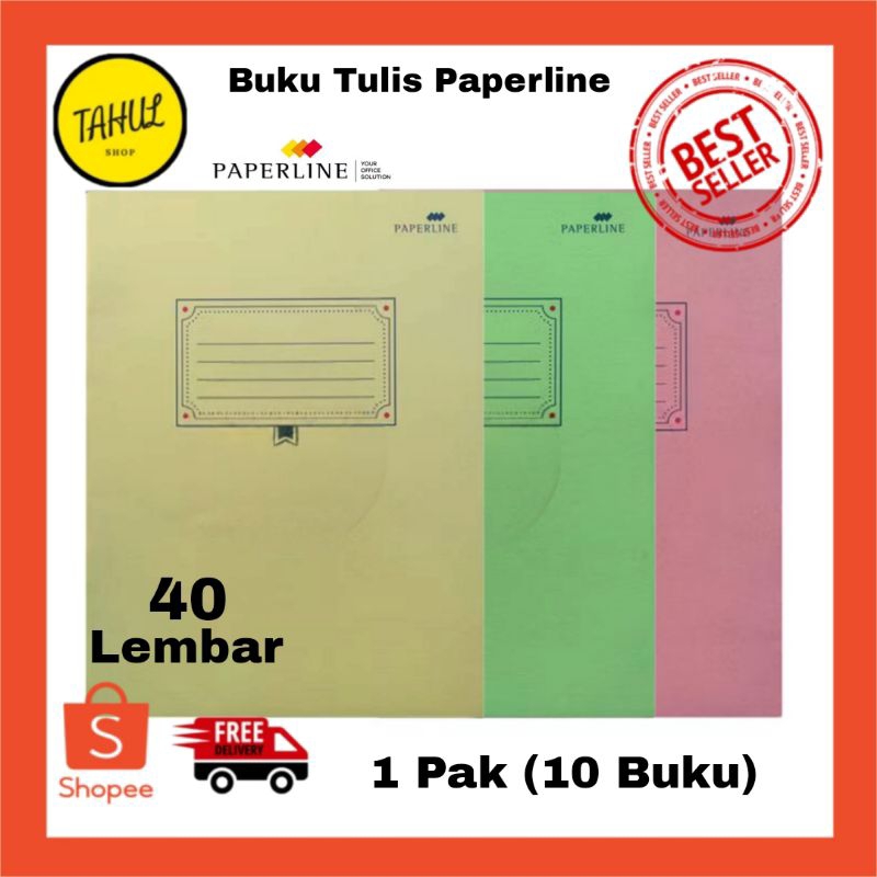 

1 Pak (10 Buku) !!! Buku Tulis PAPERLINE 40 Lembar Polos