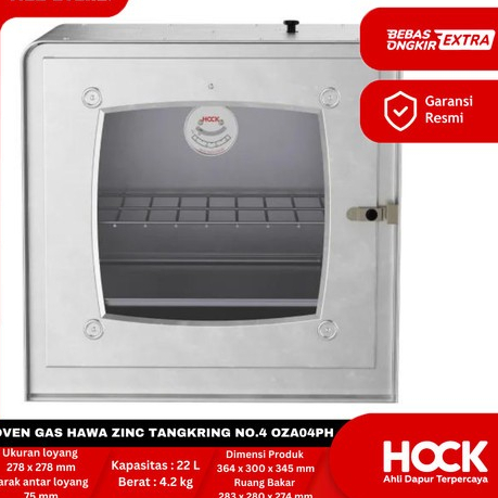 HOCK Oven Gas Tangkring No 4 OZA04PH Putaran Hawa Bahan Alumunium