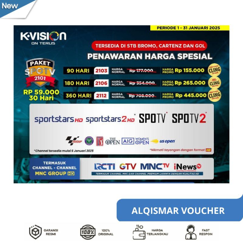TV VOUCHER Paket SPOTV K-Vision 1Bulan NEW?