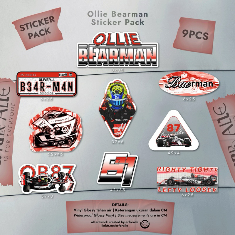 

Ollie Bearman Sticker Pack [9Pcs]
